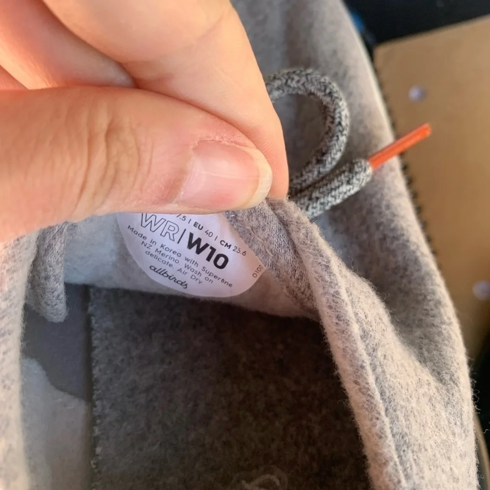 Allbirds Merino Wool Runners Casual Sneakers Shoes Grey Orange Size 10 - Picture 10 of 10